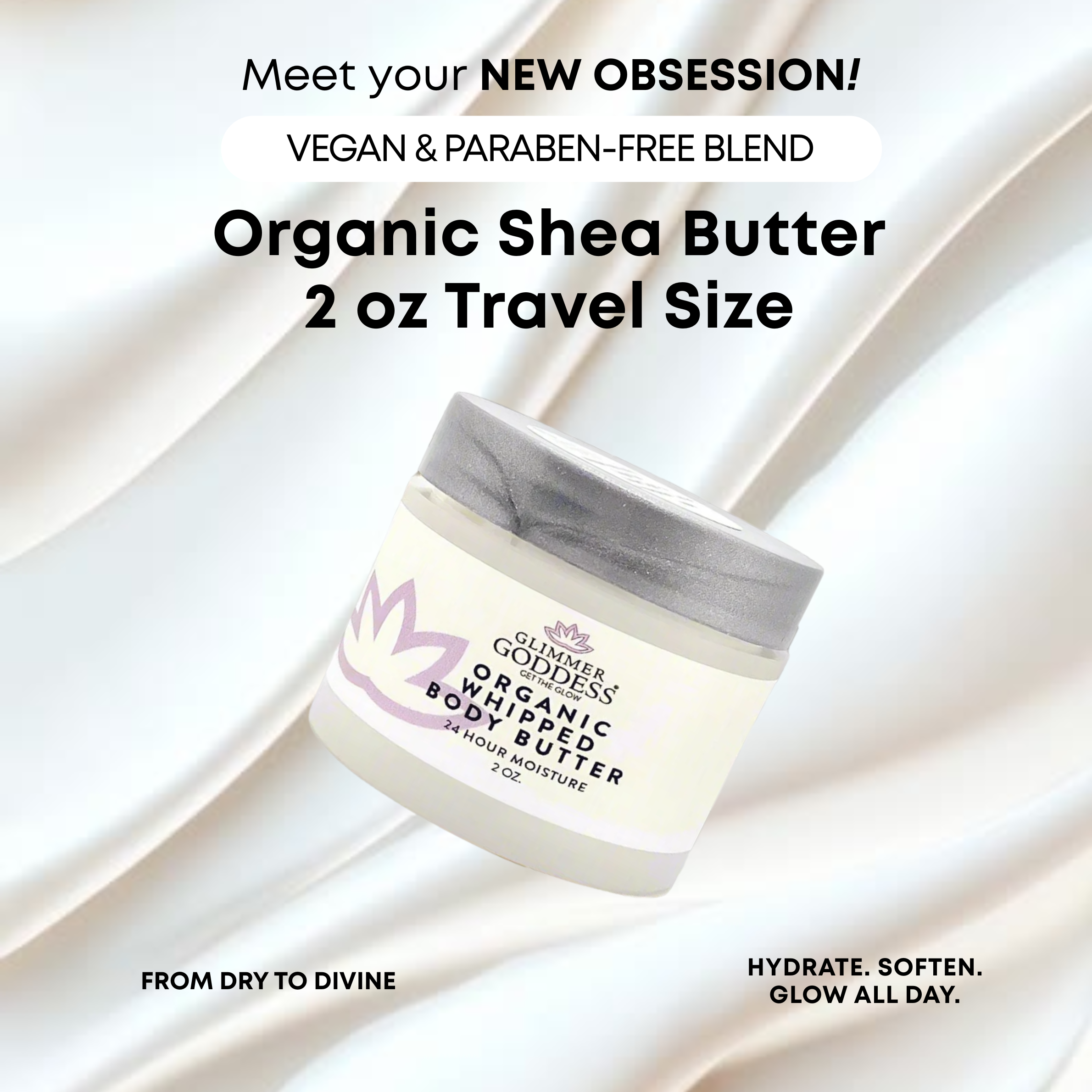 Organic Whipped Body Butter 2 oz – Mini Travel Size for Dry Skin & Eczema-1